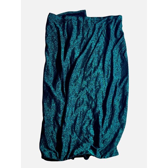 Halara High Waisted Ruched Split Tulip Hem Metallic Party Skirt Sz Medium Green - Picture 8 of 10